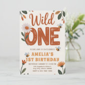 Boho Daisy Wild One Eerste Verjaardag Foto Kaart (Staand voorkant)