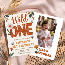 Boho Daisy Wild One Eerste Verjaardag Foto 
