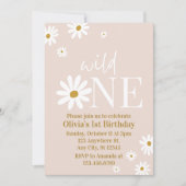 Boho Daisy Wild One Eerste Verjaardag Kaart (Voorkant)