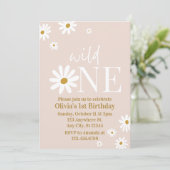 Boho Daisy Wild One Eerste Verjaardag Kaart (Staand voorkant)