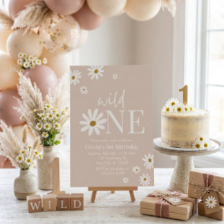 Boho Daisy Wild One Eerste Verjaardag Kaart