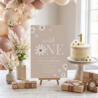 Boho Daisy Wild One Eerste Verjaardag Kaart