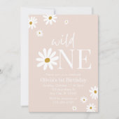Boho Daisy Wild One Eerste Verjaardag Kaart (Voorkant)