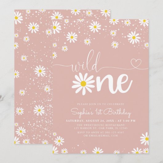 Boho Daisy Wild op een dag van geboorte Kaart (Voorkant / Achterkant)