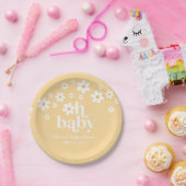 boho Daisy yellow Baby shower Papieren Bordje (Feest)