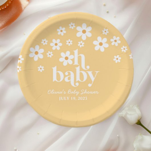 boho Daisy yellow Baby shower Papieren Bordje