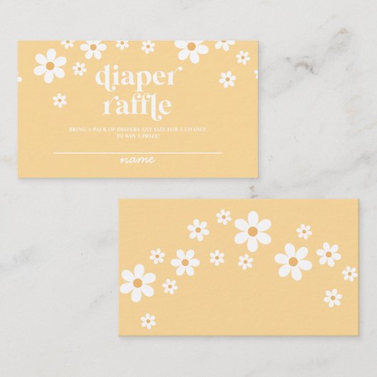 Boho daisy yellow floral Baby shower Diaper Raffle Informatiekaartje (Voorkant / Achterkant)
