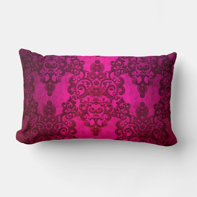 Boho Damask Deep Pink Victoriaans stijl Kussen (Voorkant)