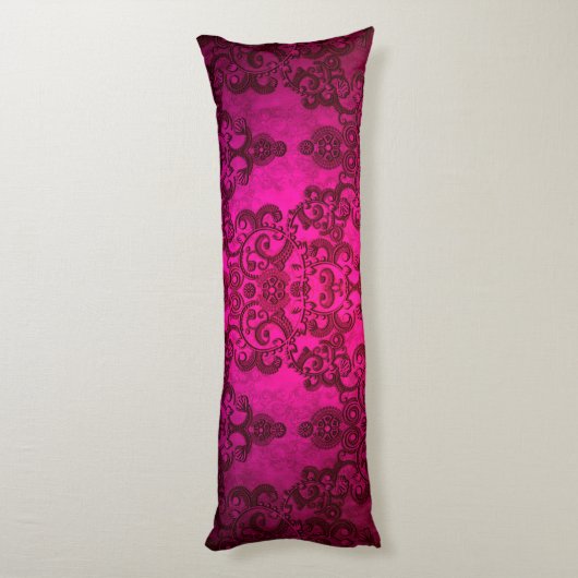 Boho Damask Deep Pink Victoriaans stijl Lichaamskussen (Achterkant (Verticaal))
