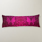 Boho Damask Diep Glanzend Roze Victoriaanse Stijl Lichaamskussen (Achterkant)