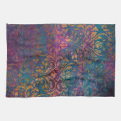 Boho damask elegant paars blauw goud theedoek (Horizontaal)