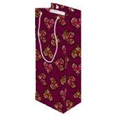 Boho Damask Heart Pattern Elegant Feminine Chic Wijn Cadeautas (Achterkant Gekanteld)