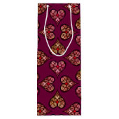 Boho Damask Heart Pattern Elegant Feminine Chic Wijn Cadeautas (Achterkant)