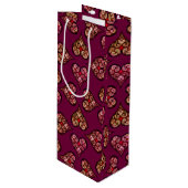 Boho Damask Heart Pattern Elegant Feminine Chic Wijn Cadeautas (Voorkant Gekanteld)