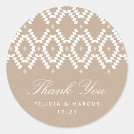 Boho Dank u sticker, faux kraft Ronde Sticker
