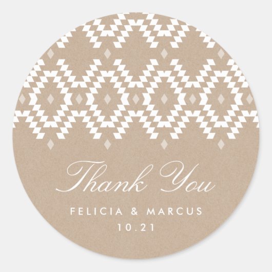 Boho Dank u sticker, faux kraft Ronde Sticker (Voorkant)