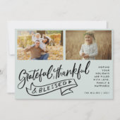 Boho Dankbaar Gezegend Familie Foto Kerst (Voorkant)
