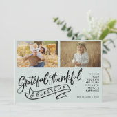 Boho Dankbaar Gezegend Familie Foto Kerst (Staand voorkant)