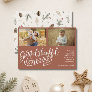 Boho Dankbaar Gezegend Familie Kerstmis