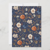 Boho Dark Blue Floral Wedding Save the Date (Achterkant)