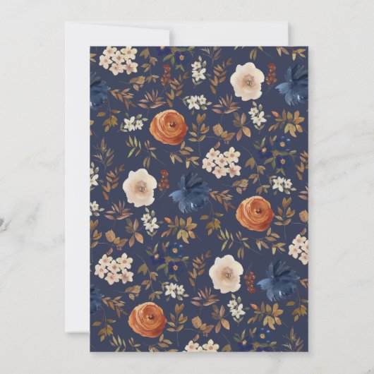 Boho Dark Blue Floral Wedding Save the Date (Achterkant)