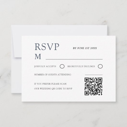Boho Dark Blue Watercolor Floral RSVP (Achterkant)