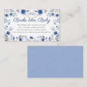 Boho Dark & Dusty Blue Wildflower Boeken voor Baby Informatiekaartje (Voorkant / Achterkant)