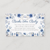 Boho Dark & Dusty Blue Wildflower Boeken voor Baby Informatiekaartje (Voorkant)
