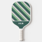 Boho Dark Emerald en Dusty Sage Green Stripes Pickleball Paddle (Voorkant)