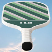 Boho Dark Emerald en Dusty Sage Green Stripes Pickleball Paddle