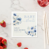 Boho Dark en Dusty Blue Wildflower Baby shower Servet (Insitu)
