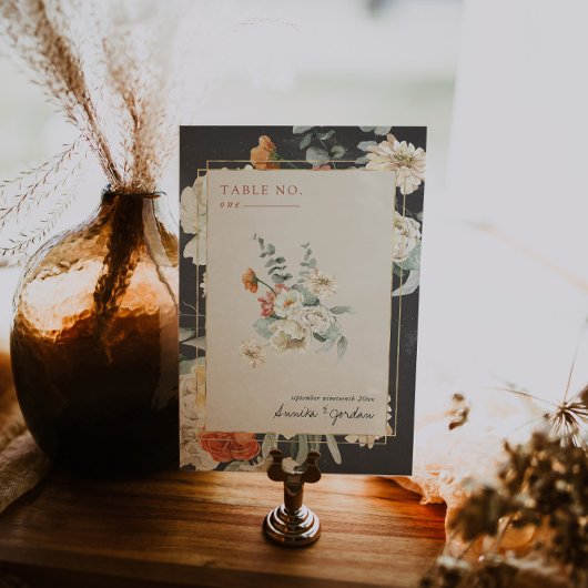 Boho Dark Floral Greenery Botanical | Weddenschap Kaart