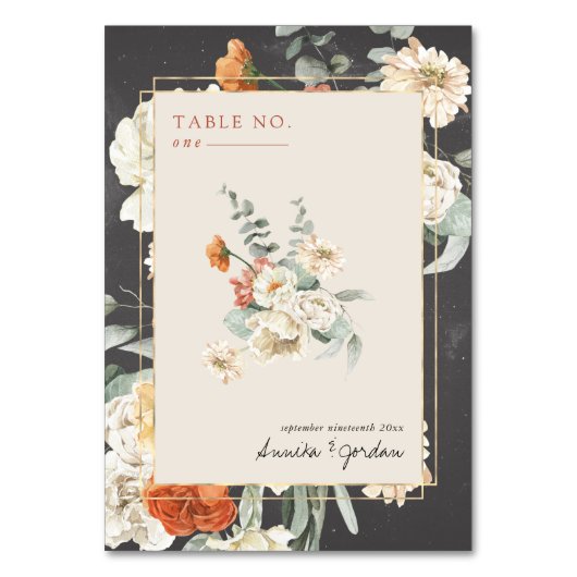 Boho Dark Floral Greenery Botanical | Weddenschap Kaart (Voorkant)