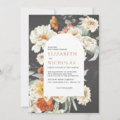 Boho Dark Floral Greenery Botanical Wedding Kaart (Voorkant)