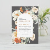 Boho Dark Floral Greenery Botanical Wedding Kaart (Staand voorkant)