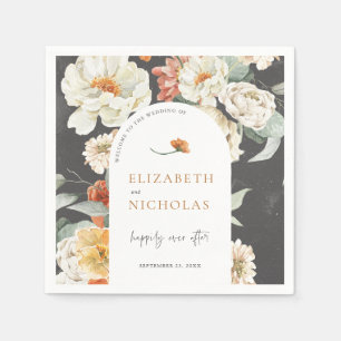 Boho Dark Floral Greenery Botanical Wedding Servet