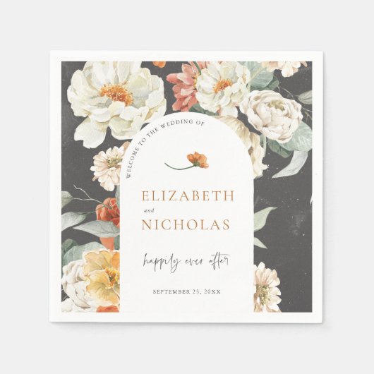 Boho Dark Floral Greenery Botanical Wedding Servet (Voorkant)