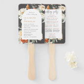 Boho Dark Floral Greenery | Weddenschap-programma Handwaaier (Voorkant en achterkant)