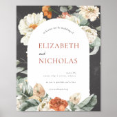 Boho Dark Floral Greenery | Welkomstteken voor bru Poster (Voorkant)