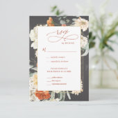 Boho Dark Floral | Weddenschap RSVP (Staand voorkant)