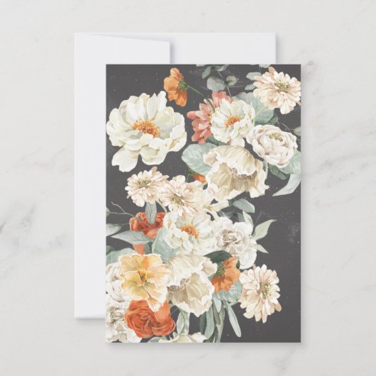 Boho Dark Floral | Weddenschap RSVP (Achterkant)