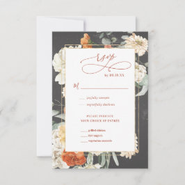 Boho Dark Floral | Weddenschap RSVP Kaartje