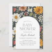 Boho Dark Floral Wildflower Baby shower Kaart (Voorkant)