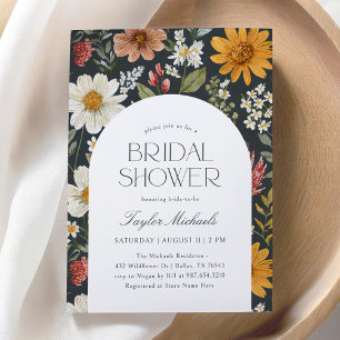 Boho Dark Floral Wildflower Vrijgezellenfeest Kaart