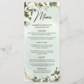 Boho dark green foliing white roses gold lijst menu (Voorkant)