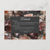 Boho Dark Peony Bloem Moderne Bruiloft Details Informatiekaartje (Voorkant)