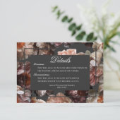 Boho Dark Peony Bloem Moderne Bruiloft Details Informatiekaartje (Staand voorkant)