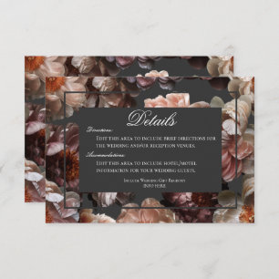 Boho Dark Peony Bloem Moderne Bruiloft Details Informatiekaartje