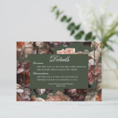 Boho Dark Peony Bloem Moderne Bruiloft Details Informatiekaartje (Staand voorkant)