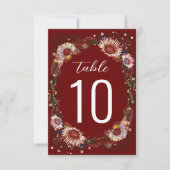 Boho Dark Red Maroon Table Number van de ketting F (Voorkant)